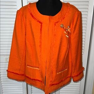 Trina Turk Bright Orange Blazer with Brooch
